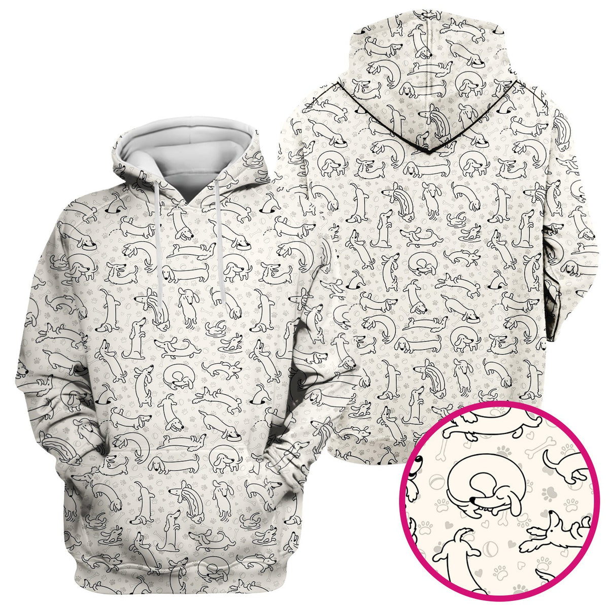 Dachshund Line Art Nurse Scrub Top