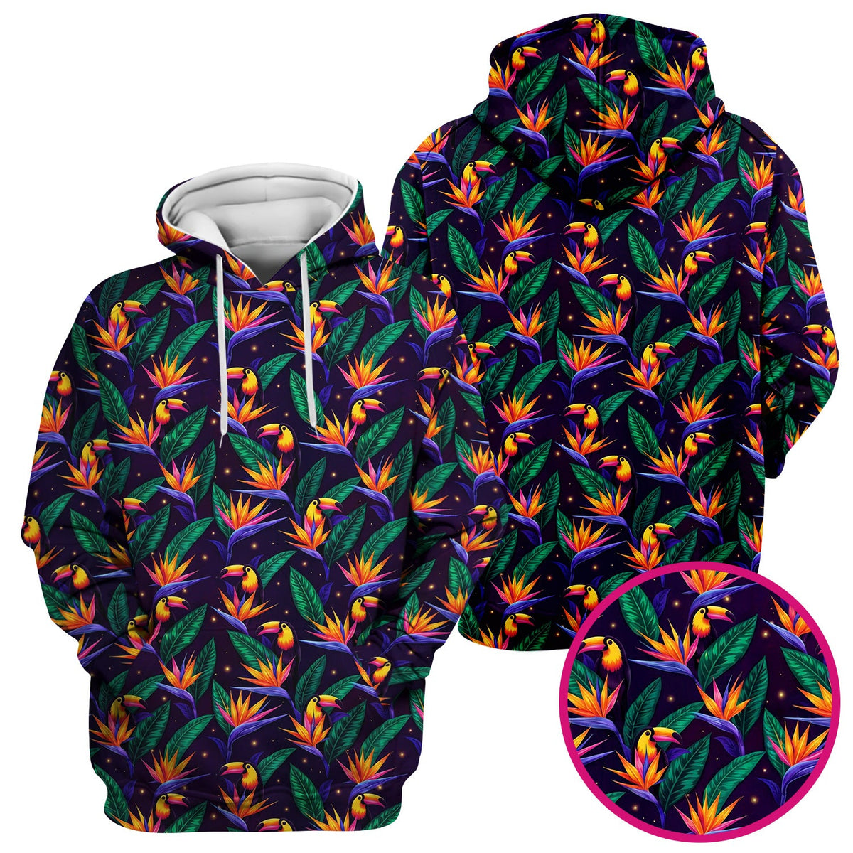 Tropical Toucan Paradise Leaves Nurse Scrub Top