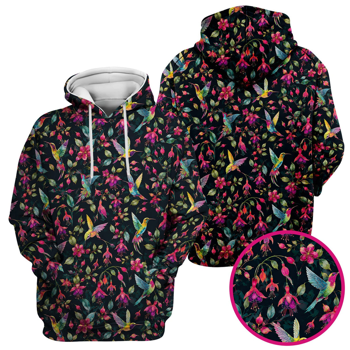 Hummingbird Fuchsia Bloom Nurse Scrub Top