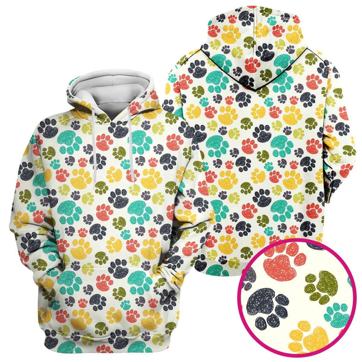 Colorful Paw Print Animal Pattern Scrub Top, Comfortable Scrubs for Nurses
