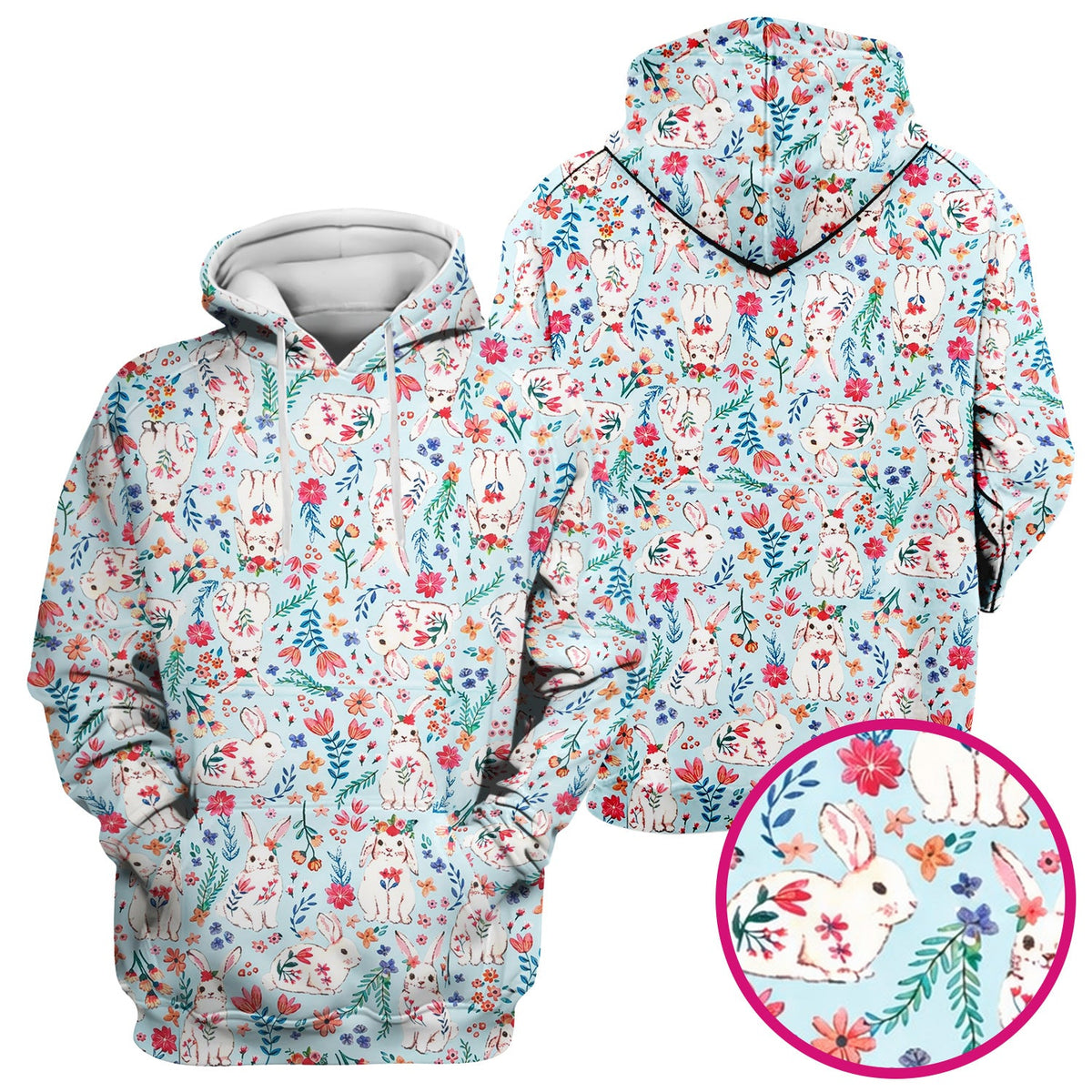 Springtime Bunny Floral Nurse Scrub Top