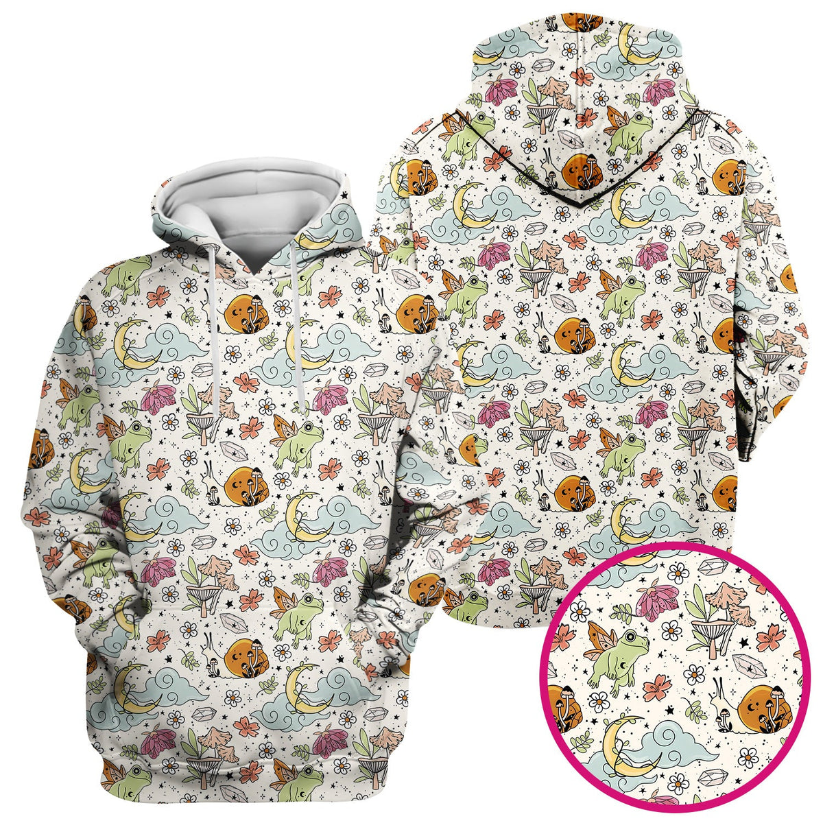 Whimsical Frog Moon Mushroom Nurse Scrub Top