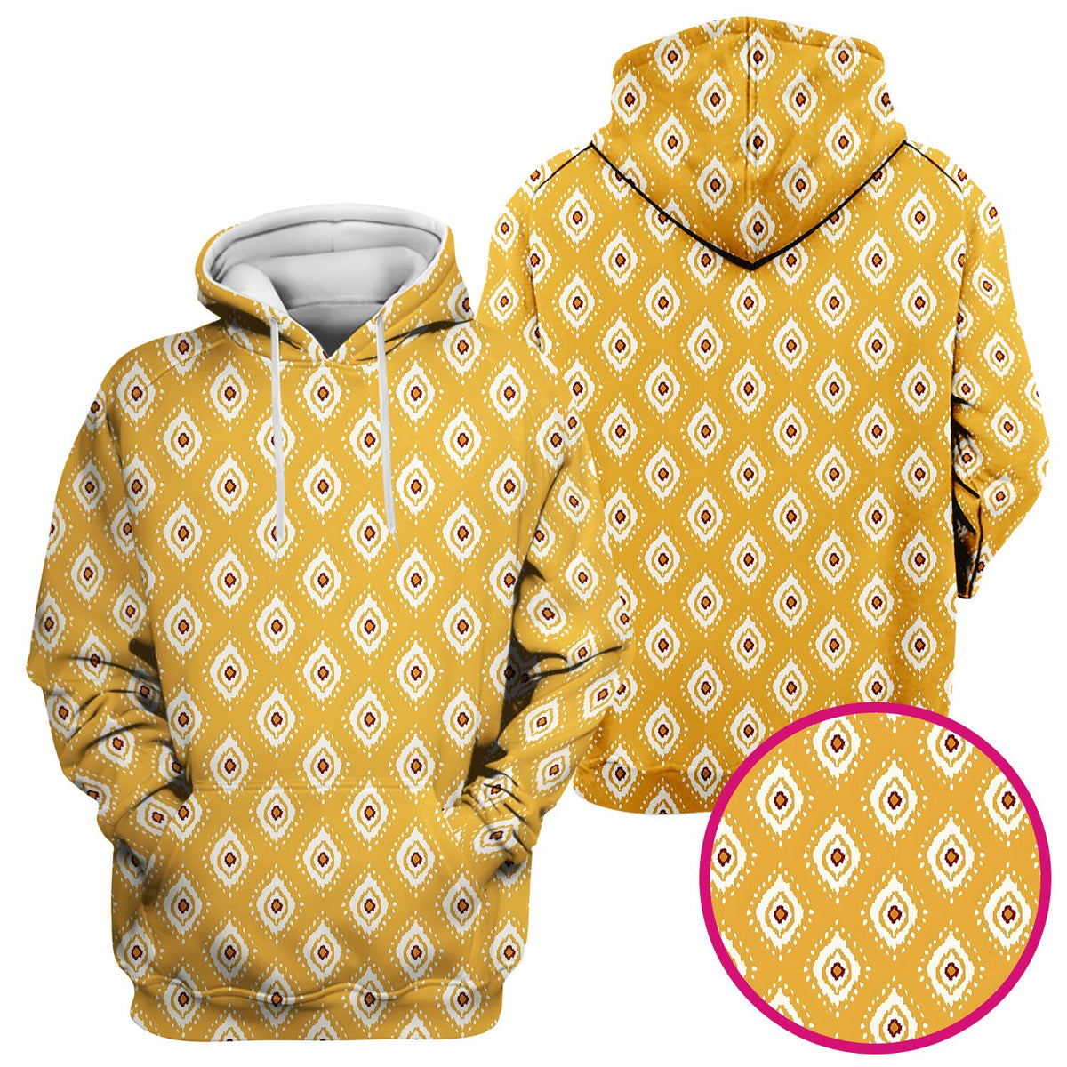 Mustard Geometric Ikat Nurse Scrub Top