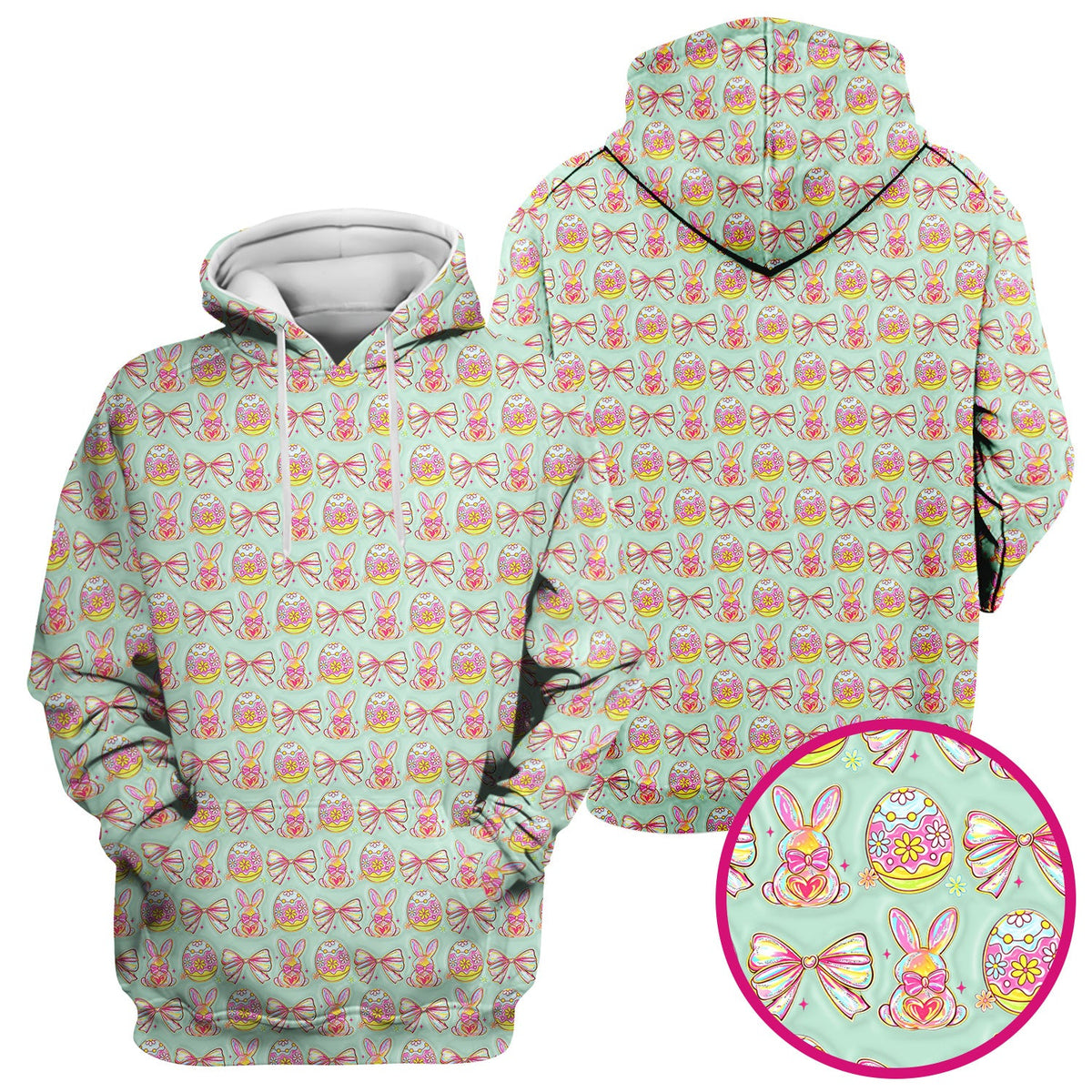 Bunny Pastel Egg Bow Nurse Scrub Top - Easter Gift