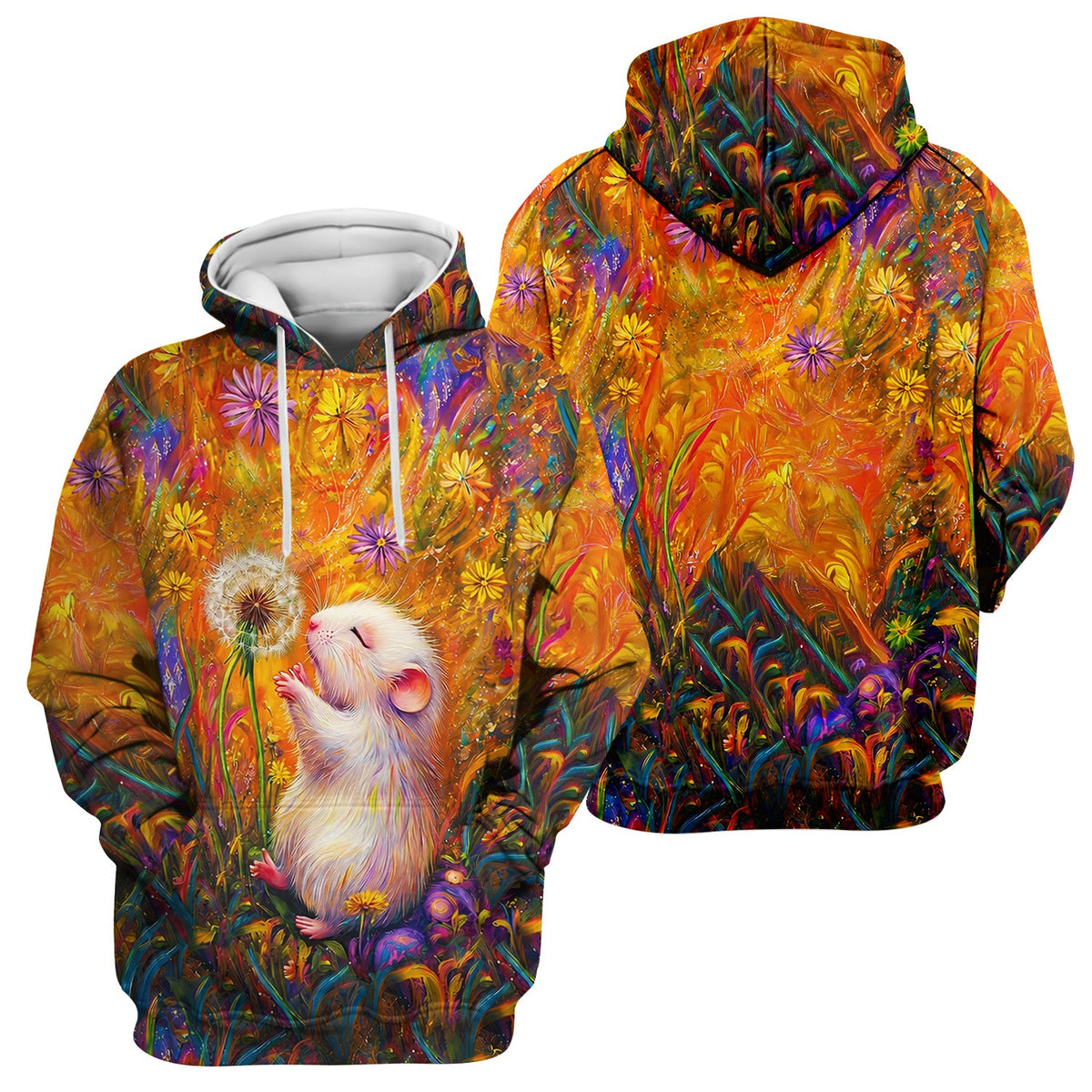 Whimsical Mouse Dandelion Nurse Scrub Top