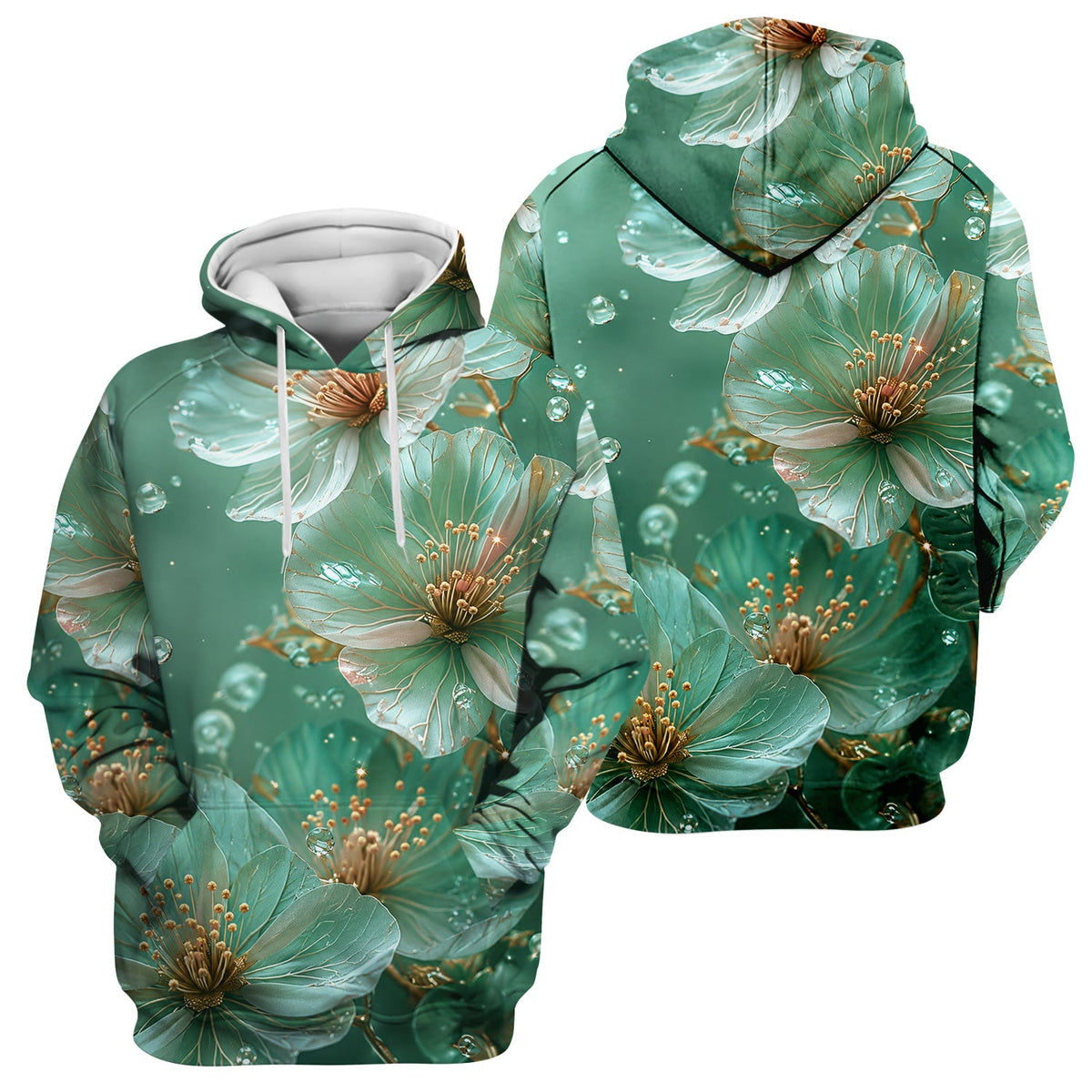 Elegant Mint Blossom Dewdrop Nurse Scrub Top