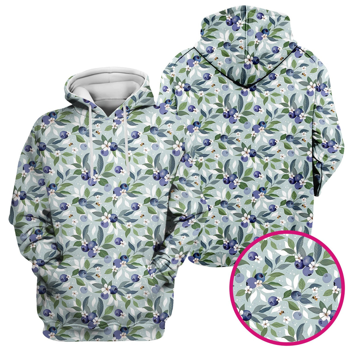 Fresh Blueberry Blossom Garden Nurse Scrub Top