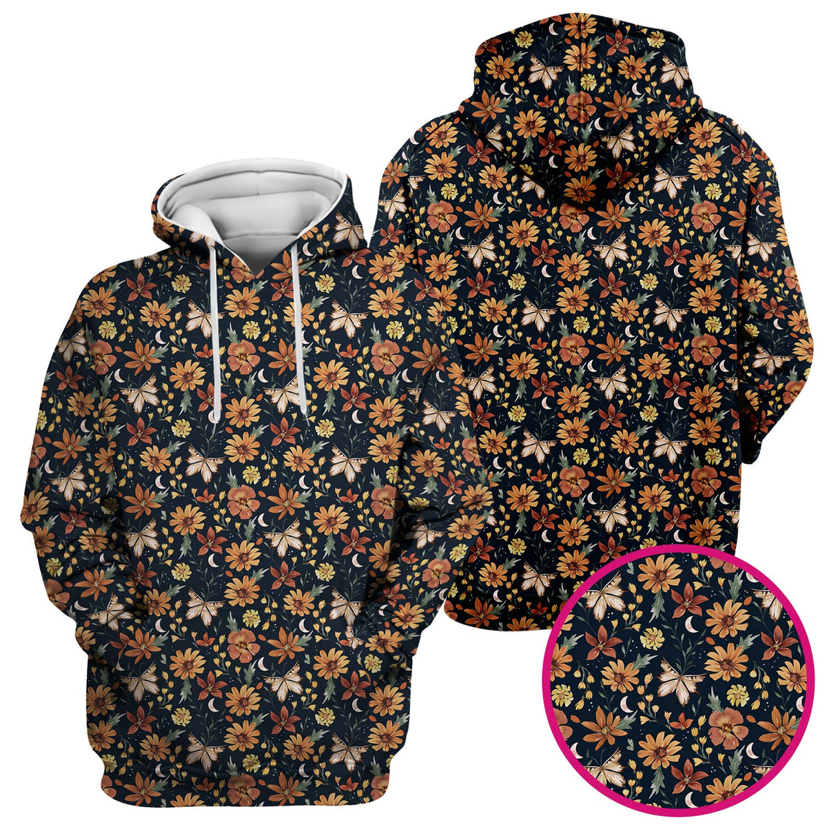 Autumn Floral Butterfly Moon Nurse Scrub Top