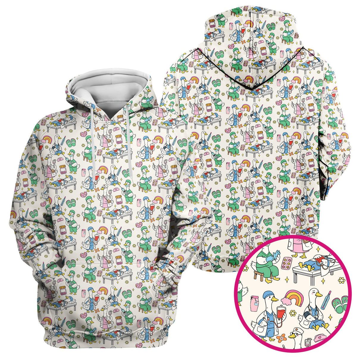 Duck Medical Doodle Nurse Scrub Top