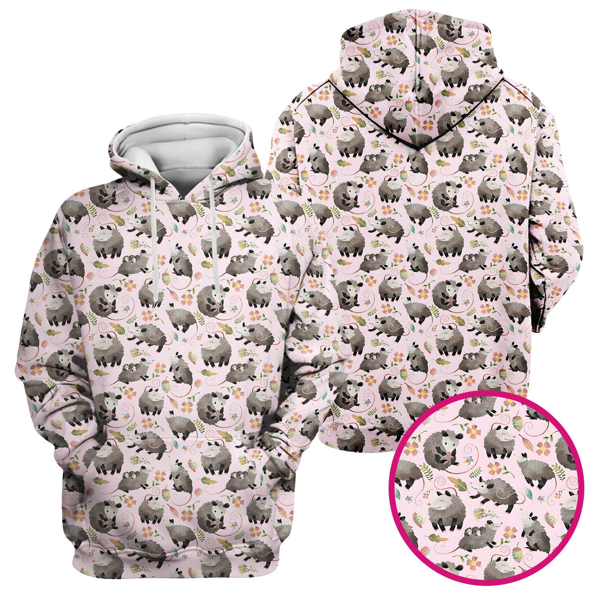 Opossum Playing Flower Garden Nurse Scrub Top
