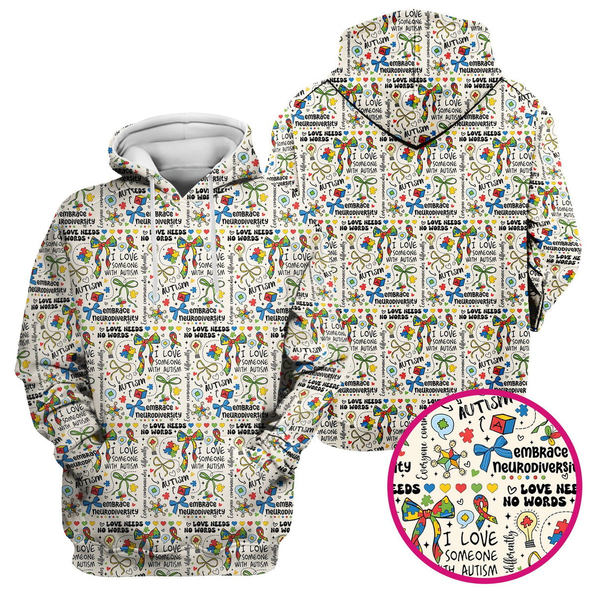 Autism Awareness Puzzle Ribbon Pastel Nurse Scrub Top