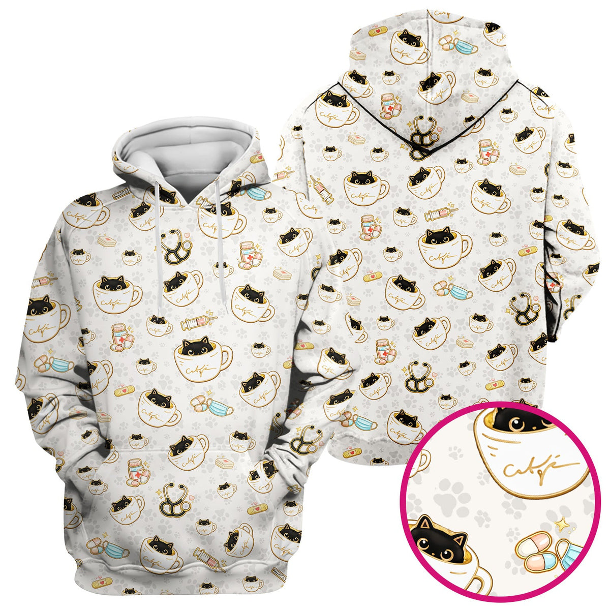 Coffee Cat Nurse Scrub Top