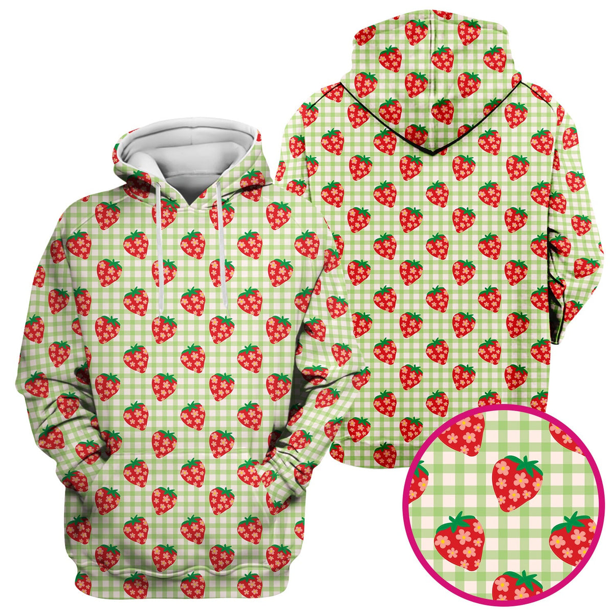 Sweet Strawberry Gingham Nurse Scrub Top