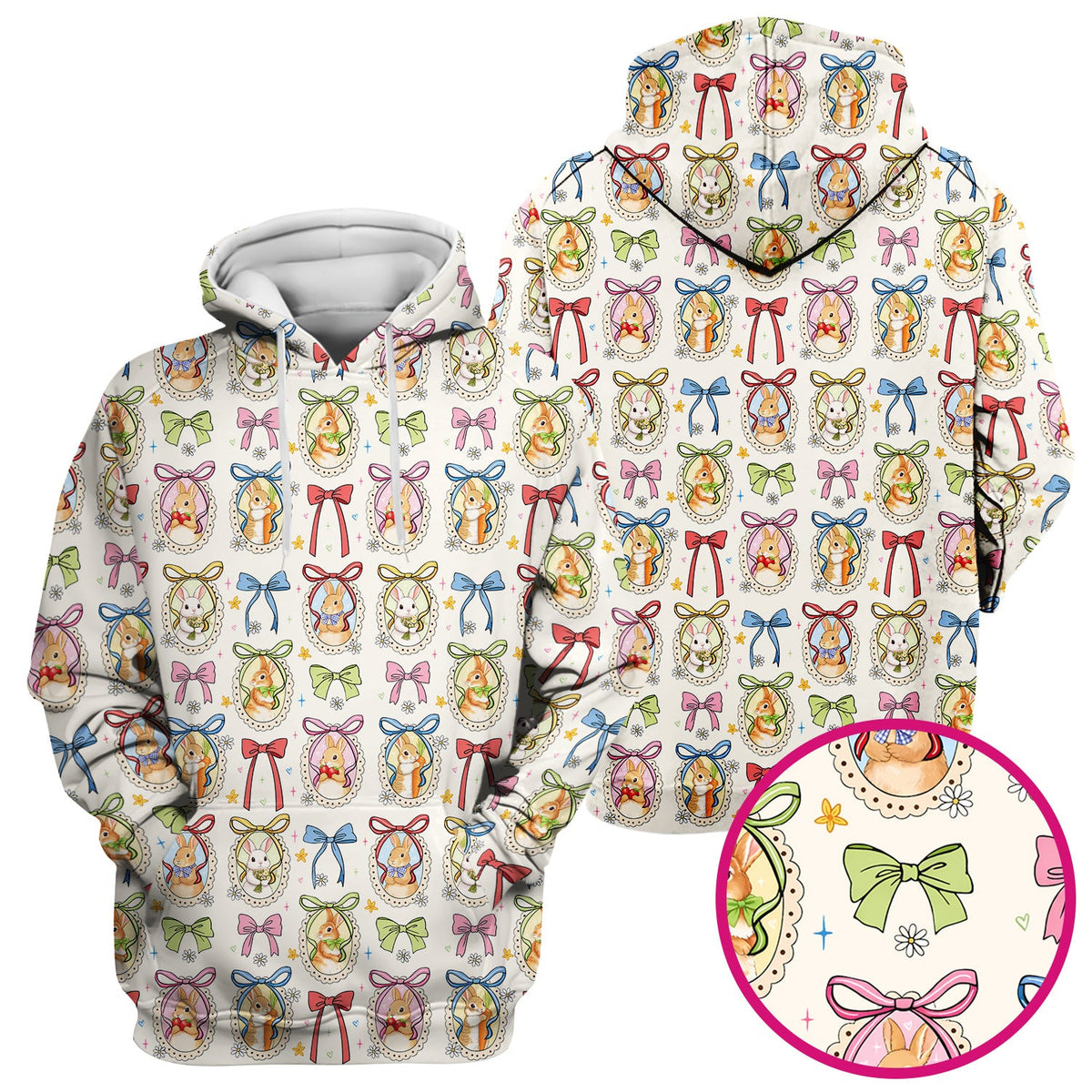 Bunny Cameo Bow Nurse Scrub Top - Easter Gift