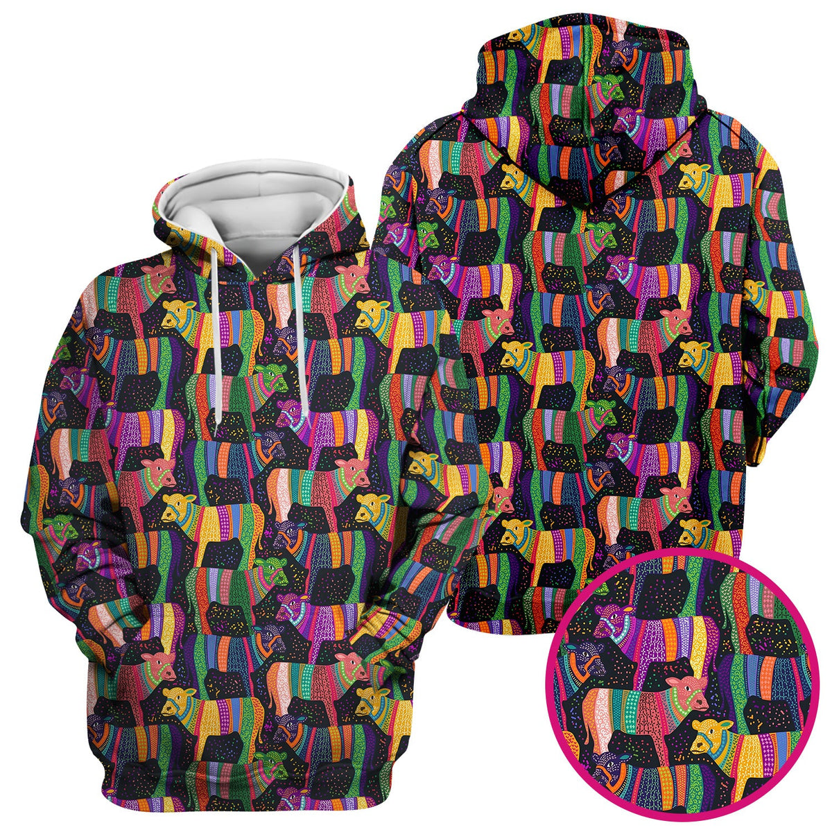 Vibrant Patchwork Rainbow Cow Nurse Scrub Top