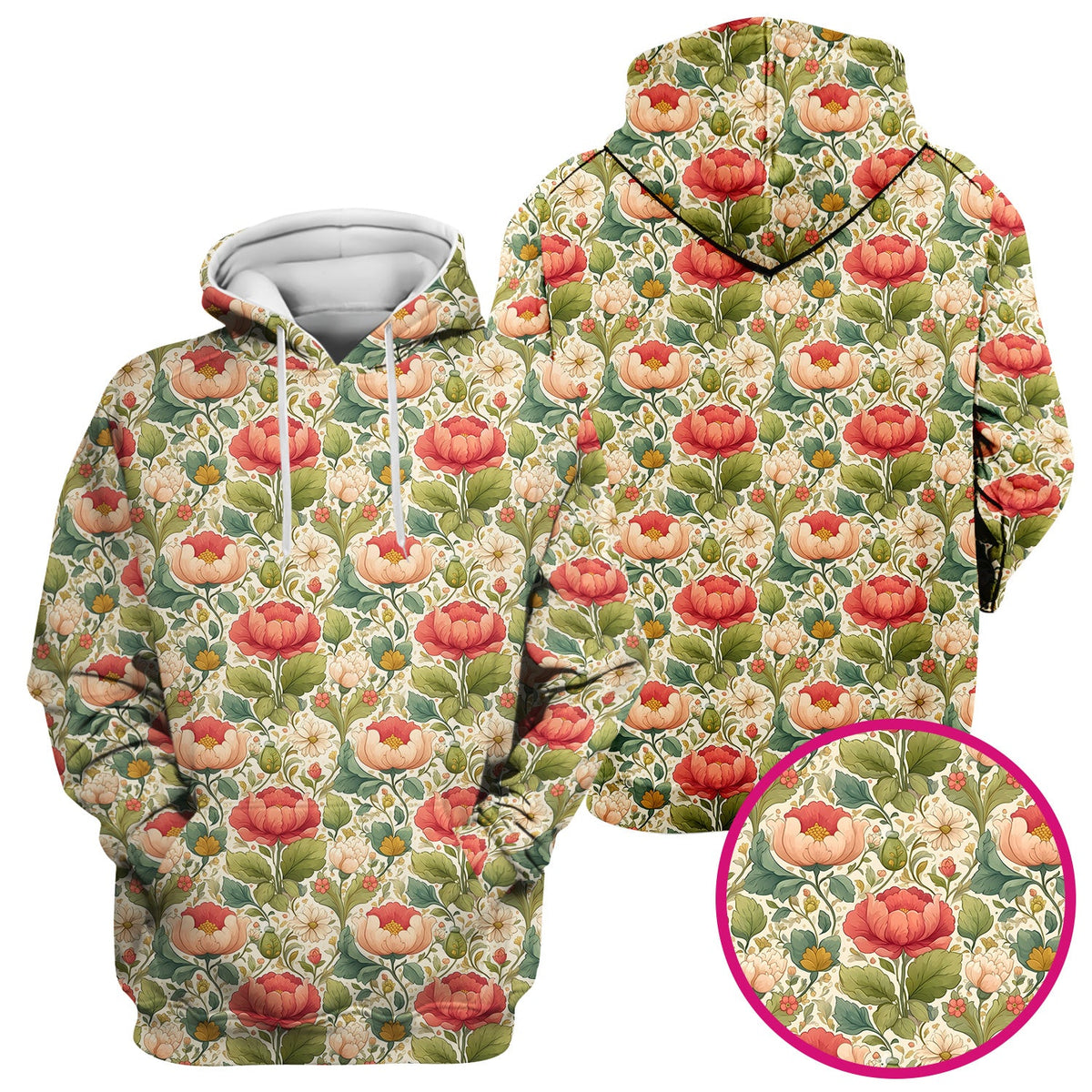 Vintage Botanical Peony Floral Nurse Scrub Top