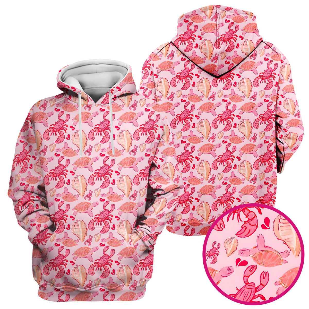 Pink Sea Turtle Lobster Shell Nurse Scrub Top