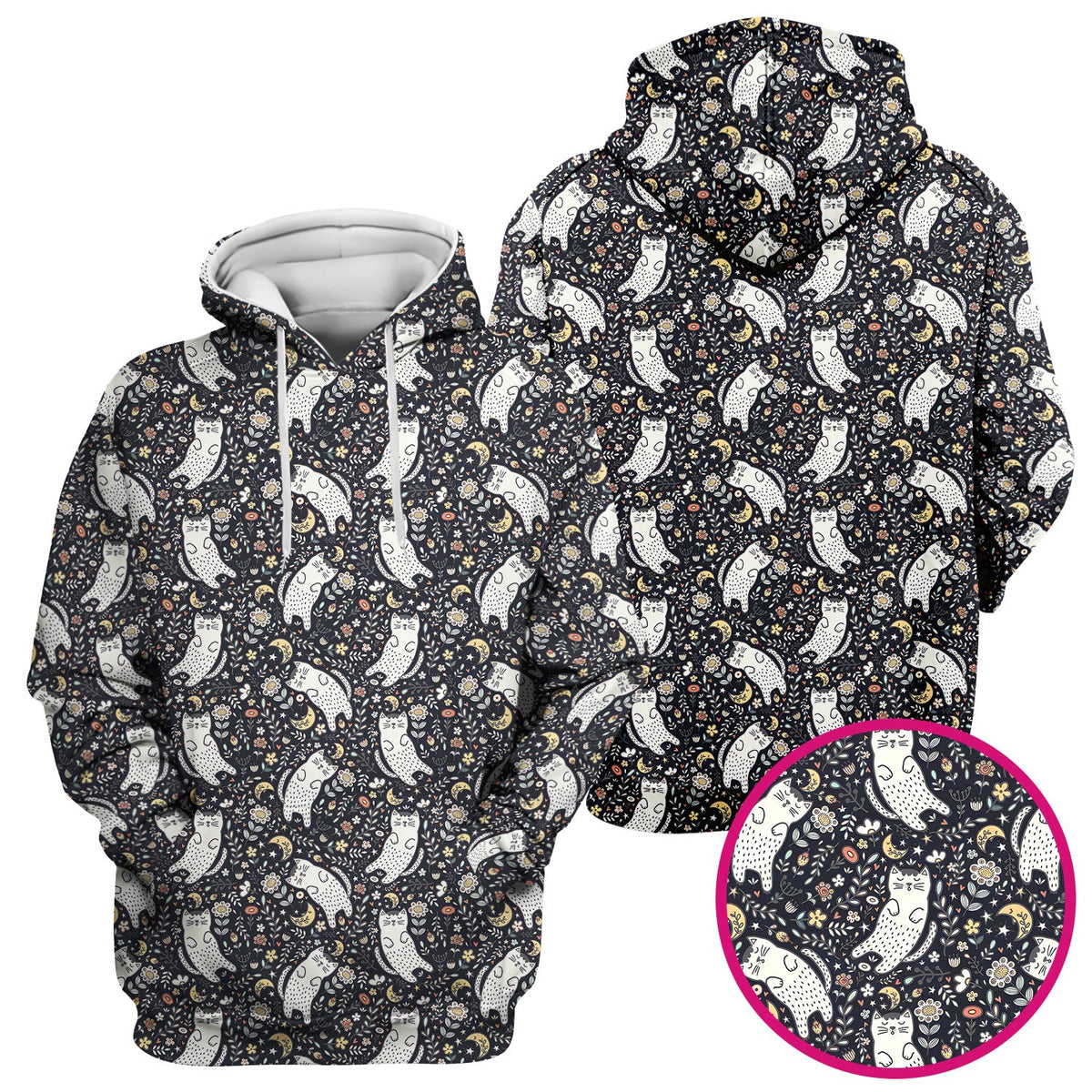 Moonlit Floral Cat Nurse Scrub Top