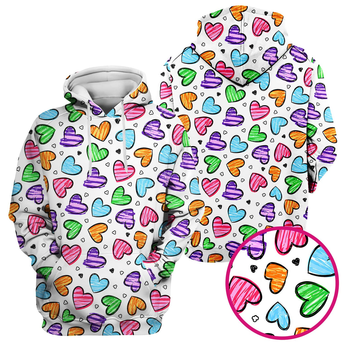Colorful Doodle Heart Nurse Scrub Top