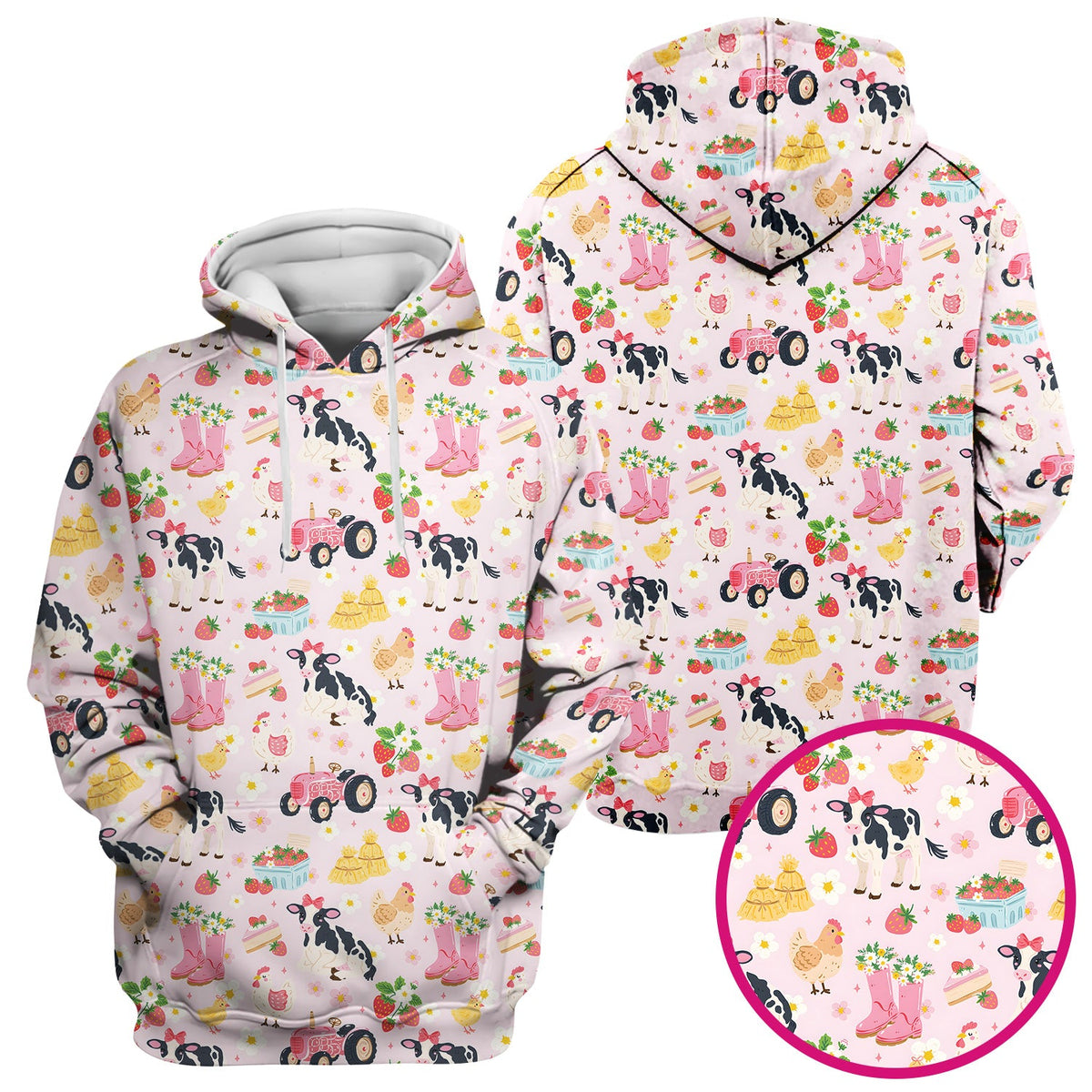 Farm Animals Strawberry Garden Nurse Scrub Top