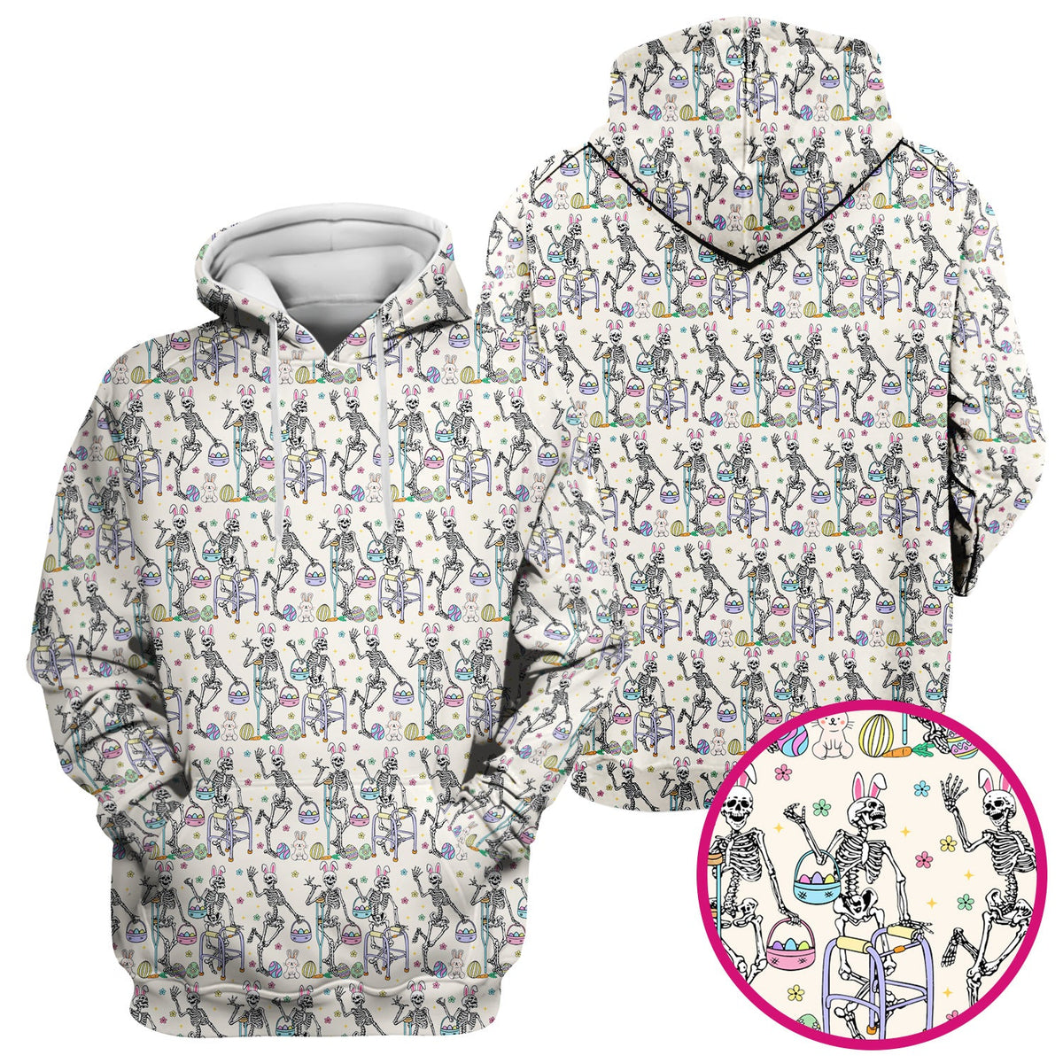 Fun Skeleton Bunny Nurse Scrub Top - Easter Gift