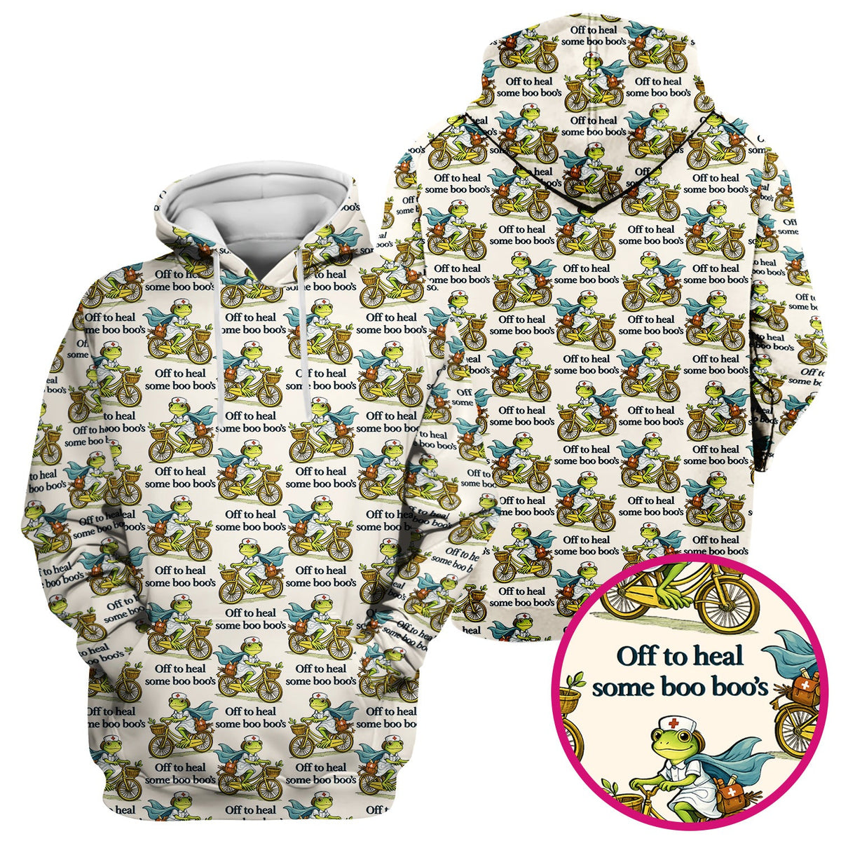 Frog Cycling Nurse Scrub Top