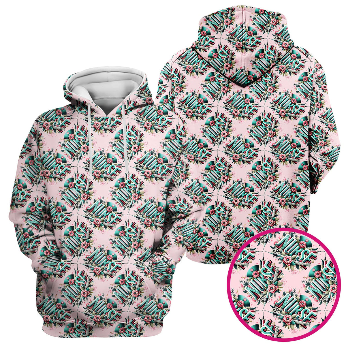 Typography Floral Nurse Scrub Top