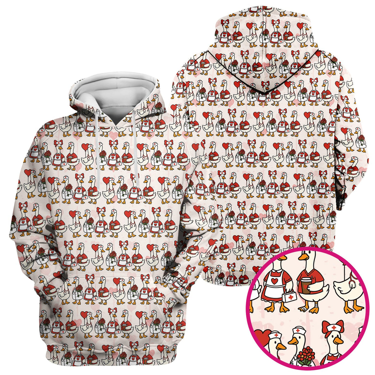 Valentine Nurse Goose Scrub Top