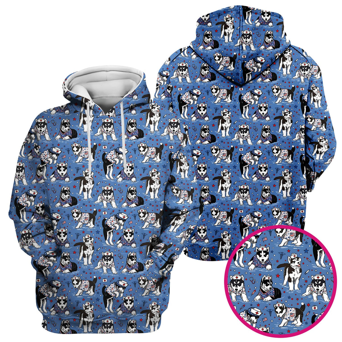 Husky Dog Nurse Scrub Top