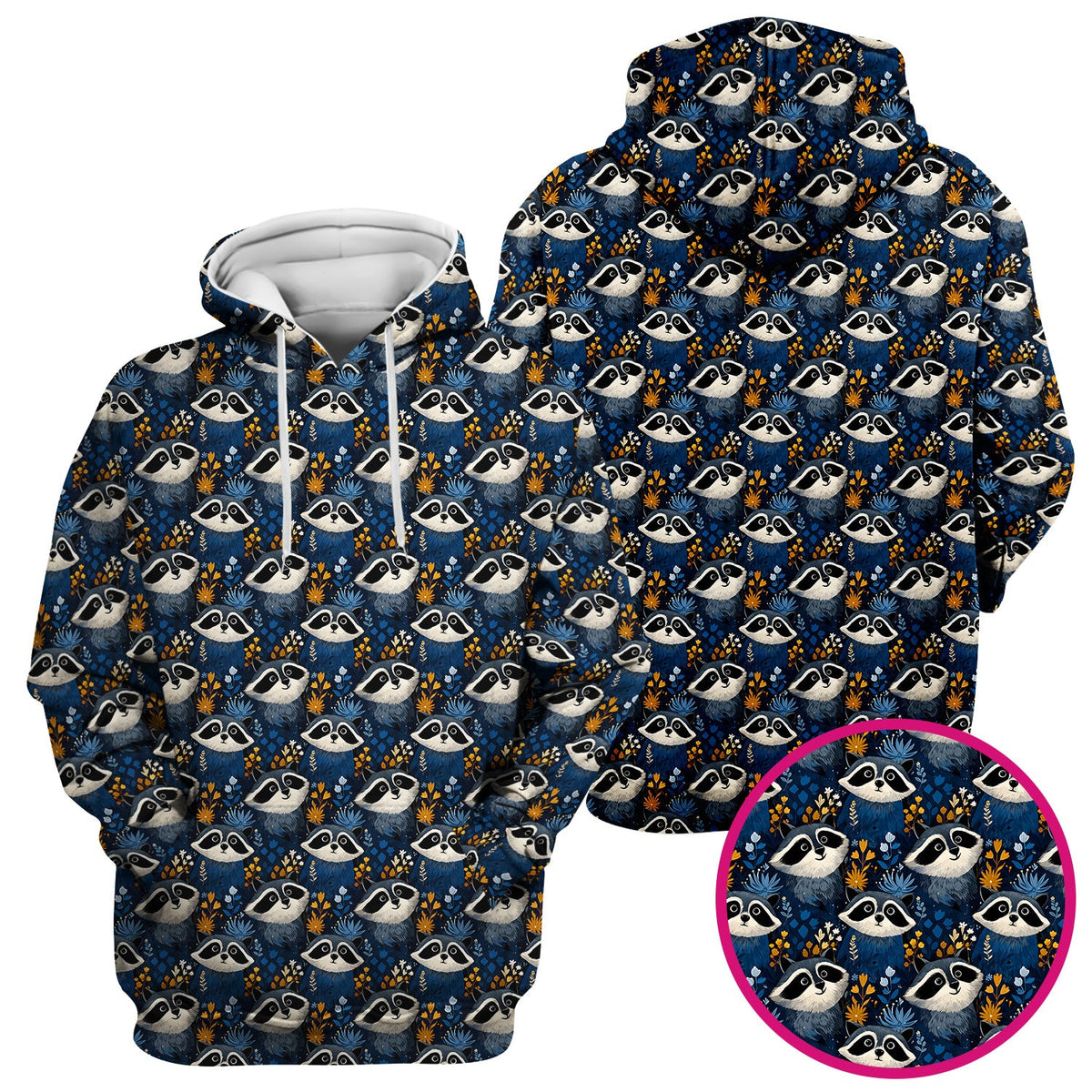 Raccoon Blue Floral Forest Nurse Scrub Top