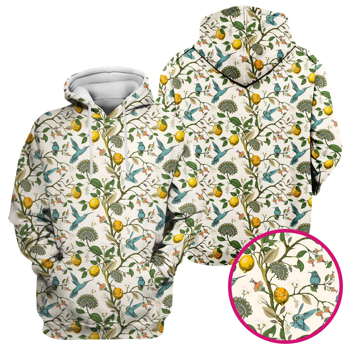 Hummingbird Lemon Floral Nurse Scrub Top