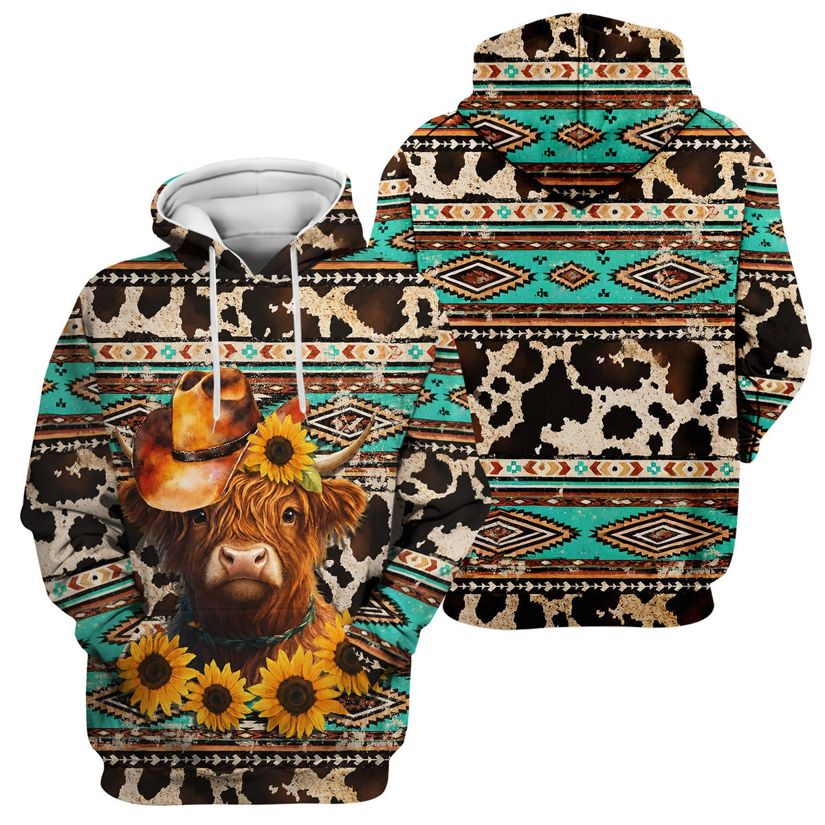 Western Highland Cow Sunflowers Nurse Scrub Top