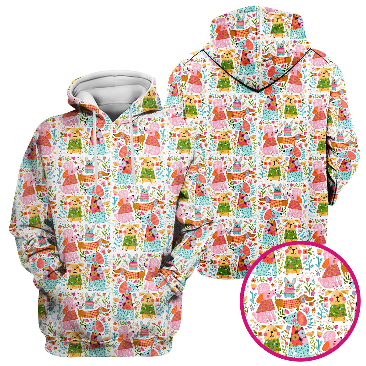 Colorful Dog Floral Nurse Scrub Top