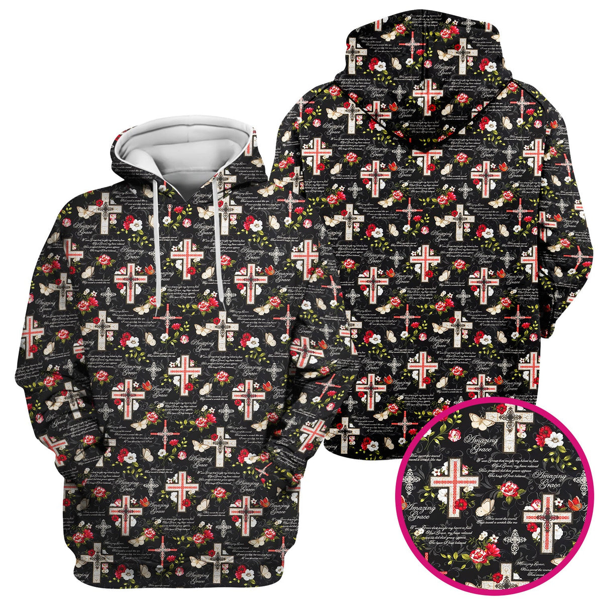 Christian Cross Roses And Butterflies Nurse Scrub Top