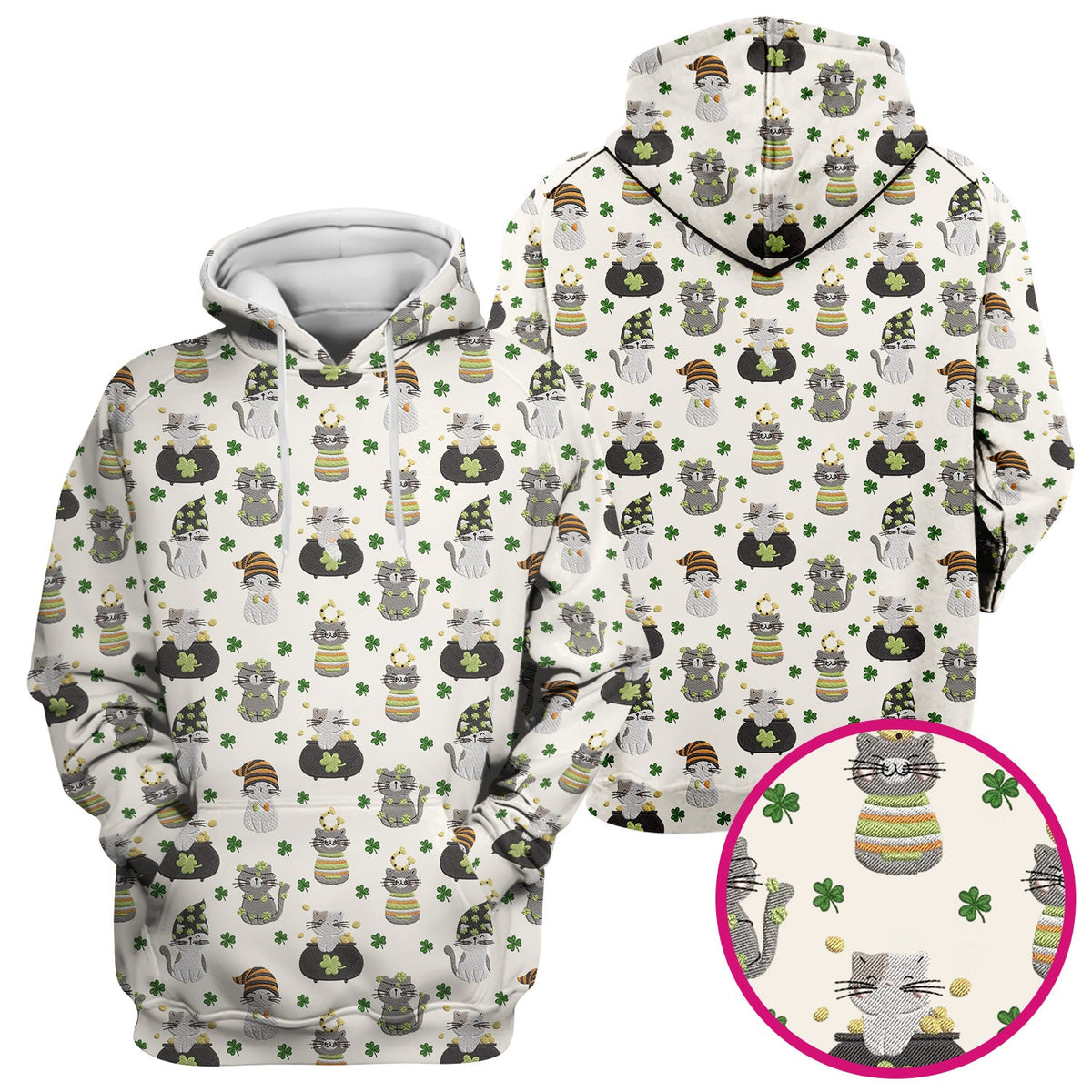 St Patrick Lucky Cat Shamrock Nurse Scrub Top