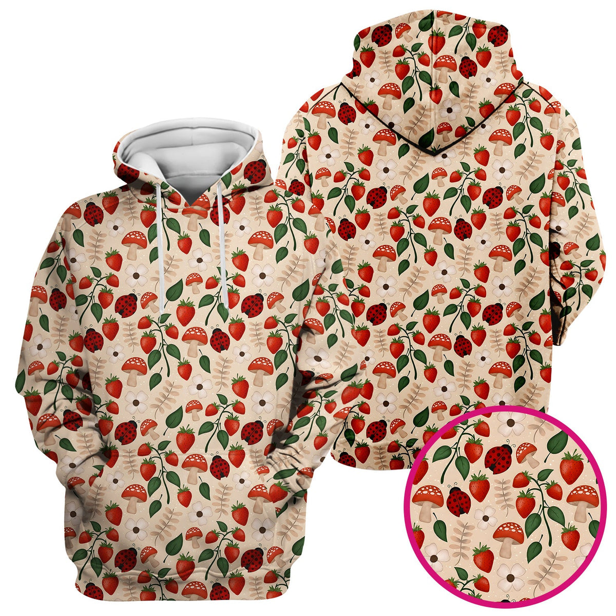 Strawberry Ladybug Mushroom Floral Nurse Scrub Top