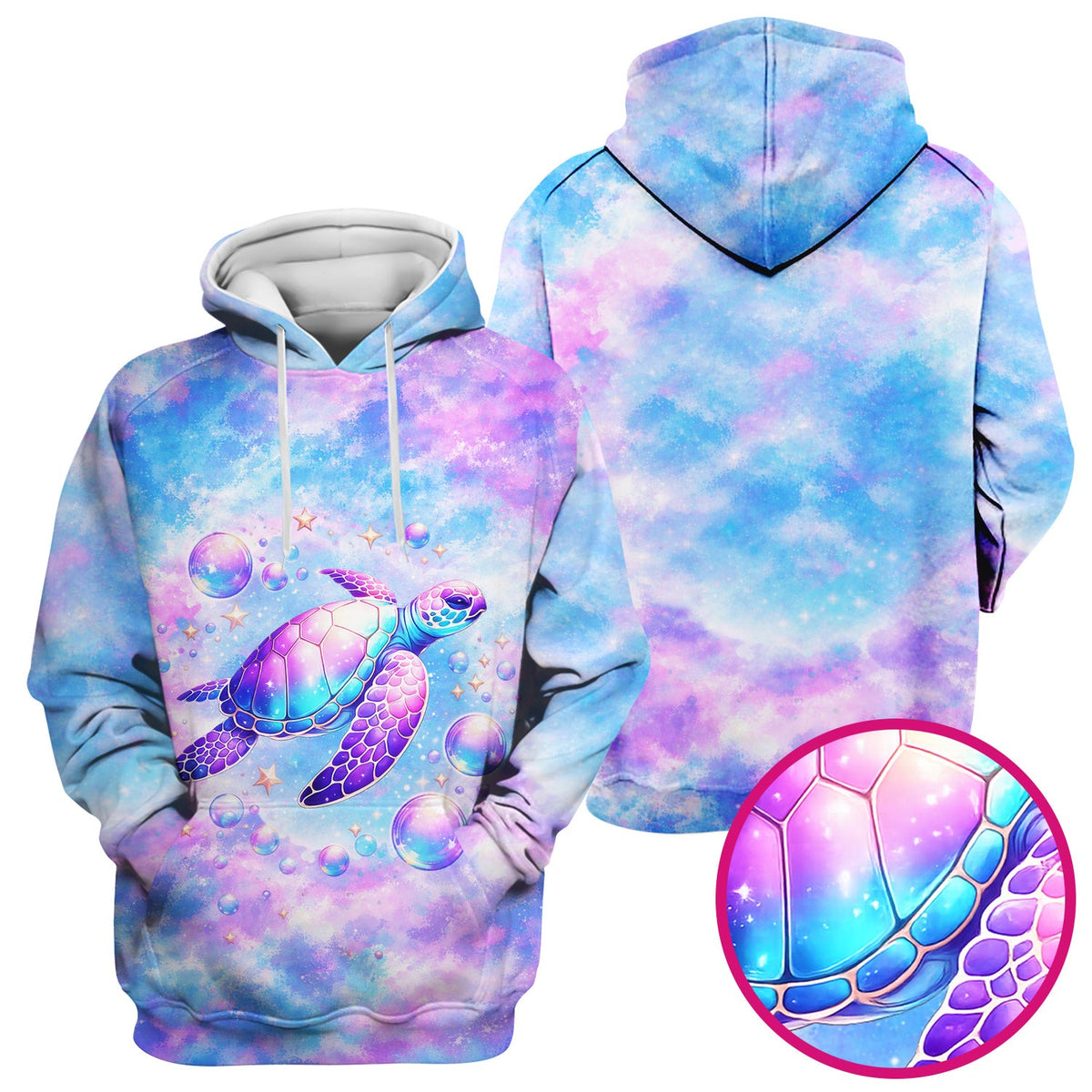 Pastel Galaxy Sea Turtle Bubble Nurse Scrub Top