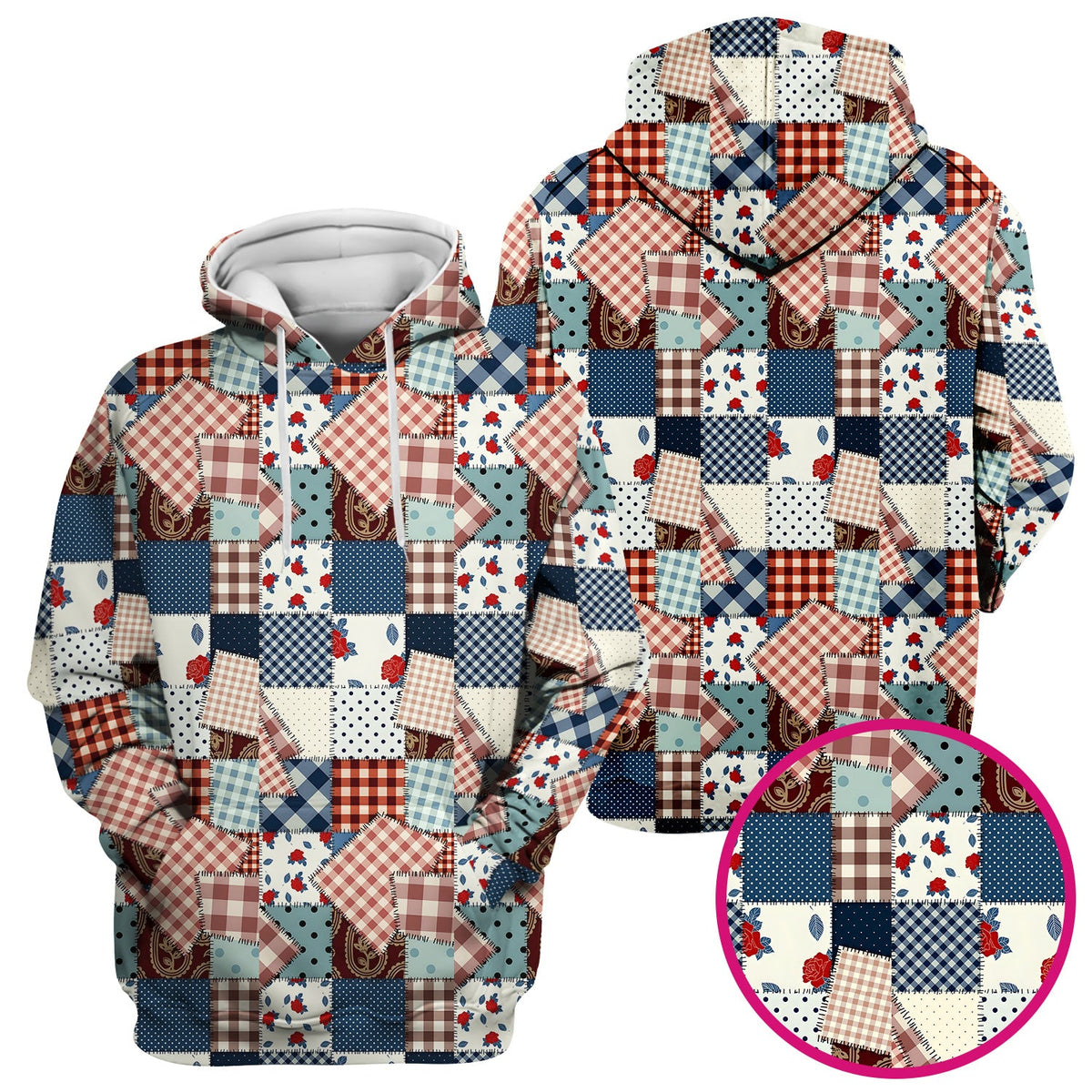Retro Patchwork Plaid Quilt Nurse Scrub Top