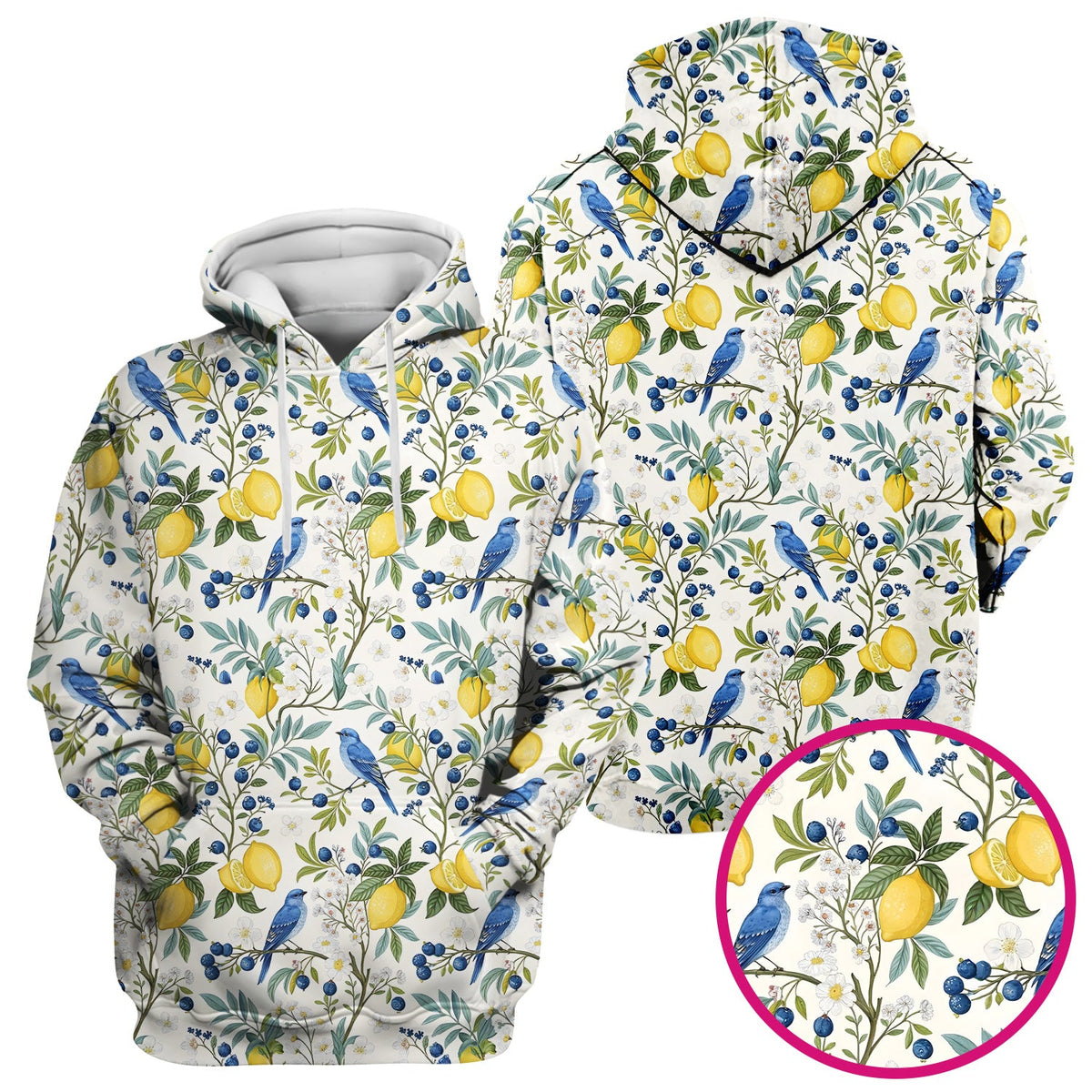 Cute Bluebird Lemon Berry Nurse Scrub Top