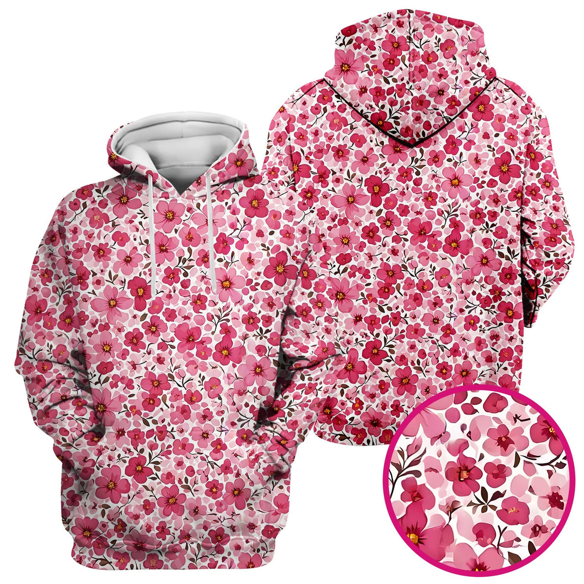 Pink Cherry Blossom Nurse Scrub Top