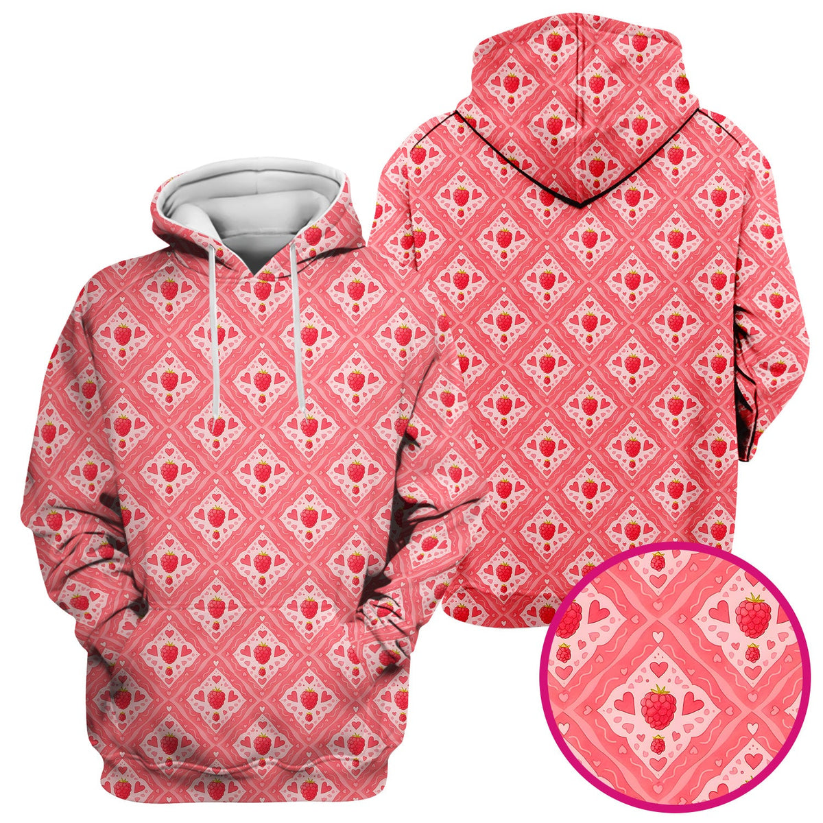 Raspberry Heart Diamond Nurse Scrub Top