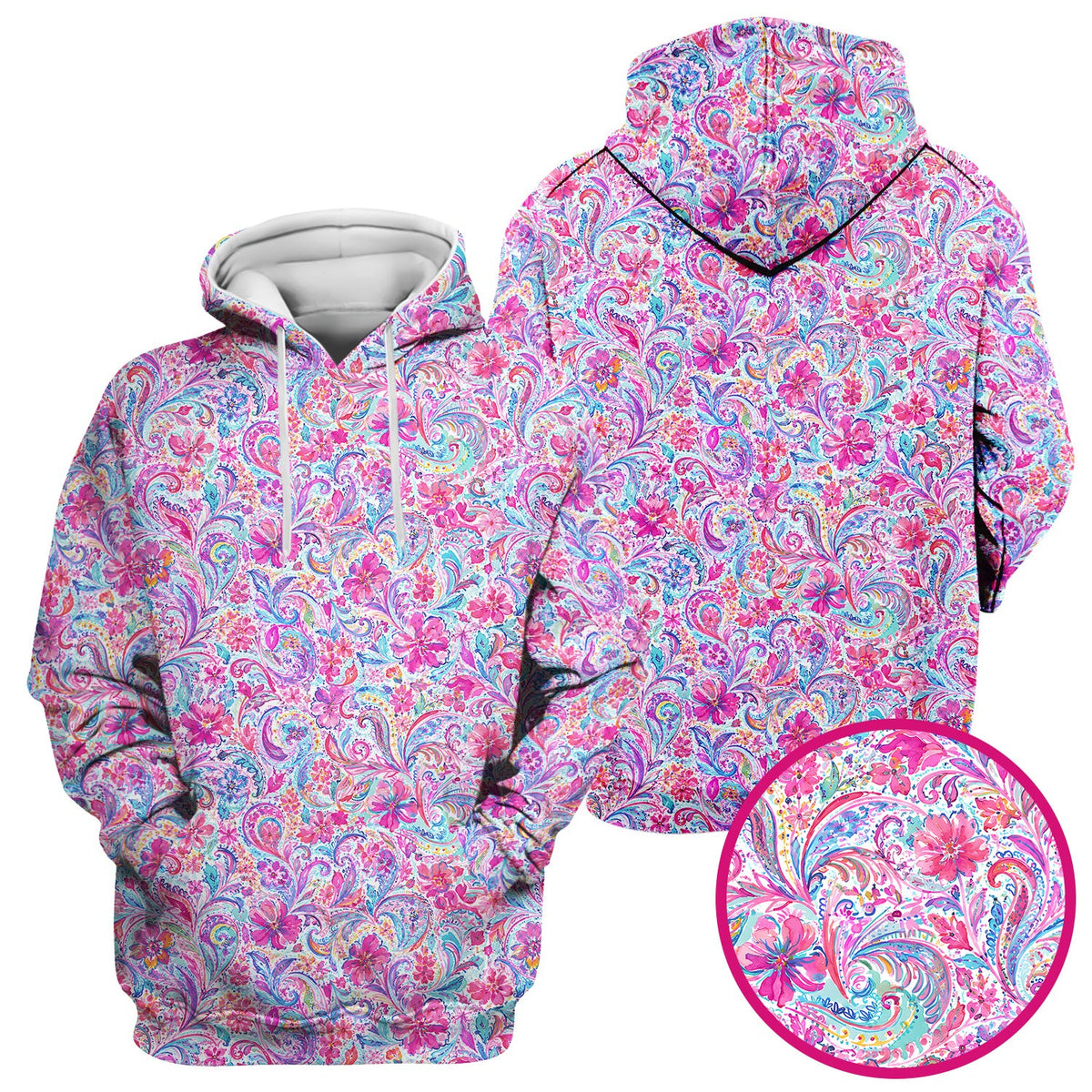 Elegant Pink Paisley Blossom Nurse Scrub Top
