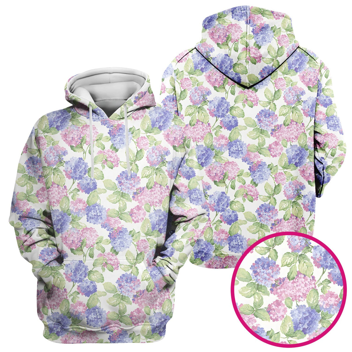 Soft Pastel Watercolor Hydrangea Floral Pattern Scrub Top, Comfortable Scrubs for Nurses