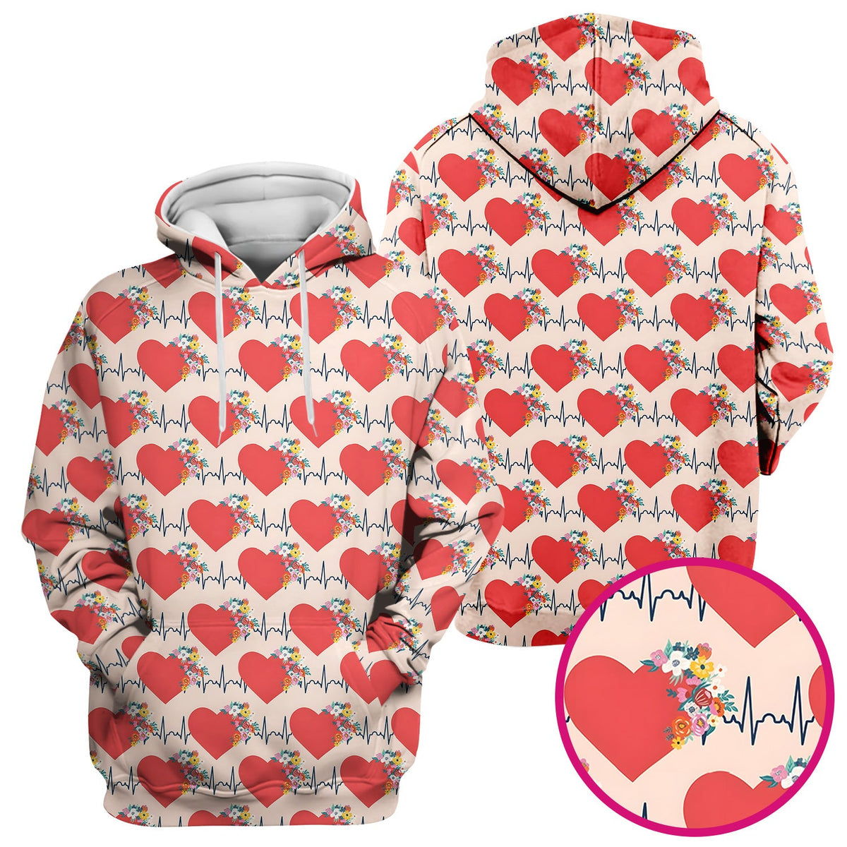 Heartbeat Floral Nurse Scrub Top