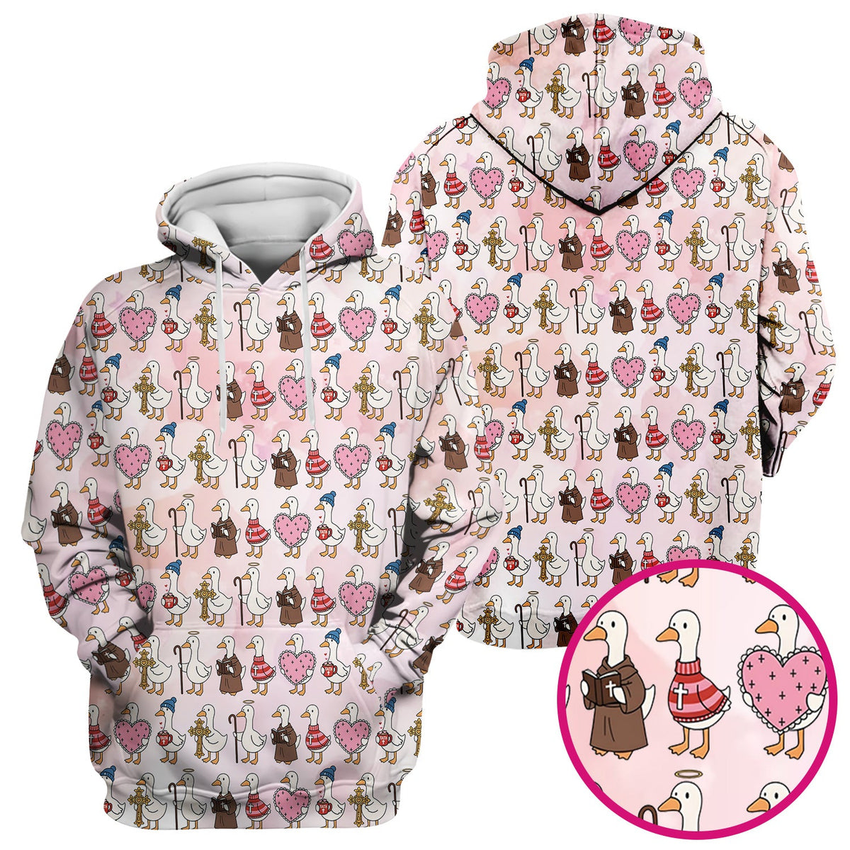 Goose Heart Illustration Nurse Scrub Top - Valentines Day Gift