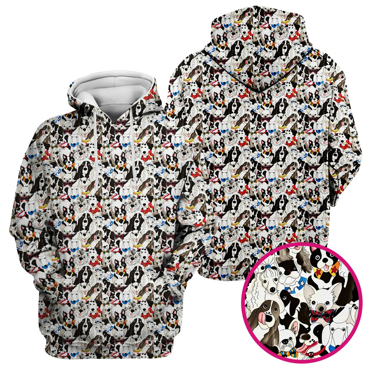Cute Dog Cartoon All Over Print Scrub Top, Breathable Fabrics Nursing Uniform