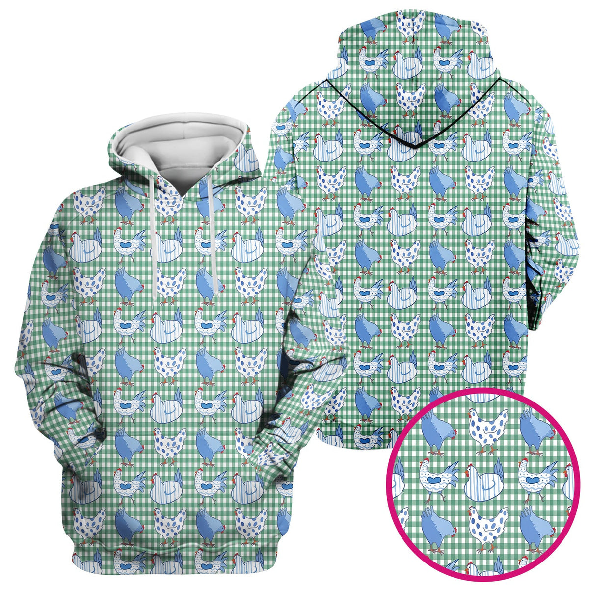 Blue Chicken Gingham Nurse Scrub Top