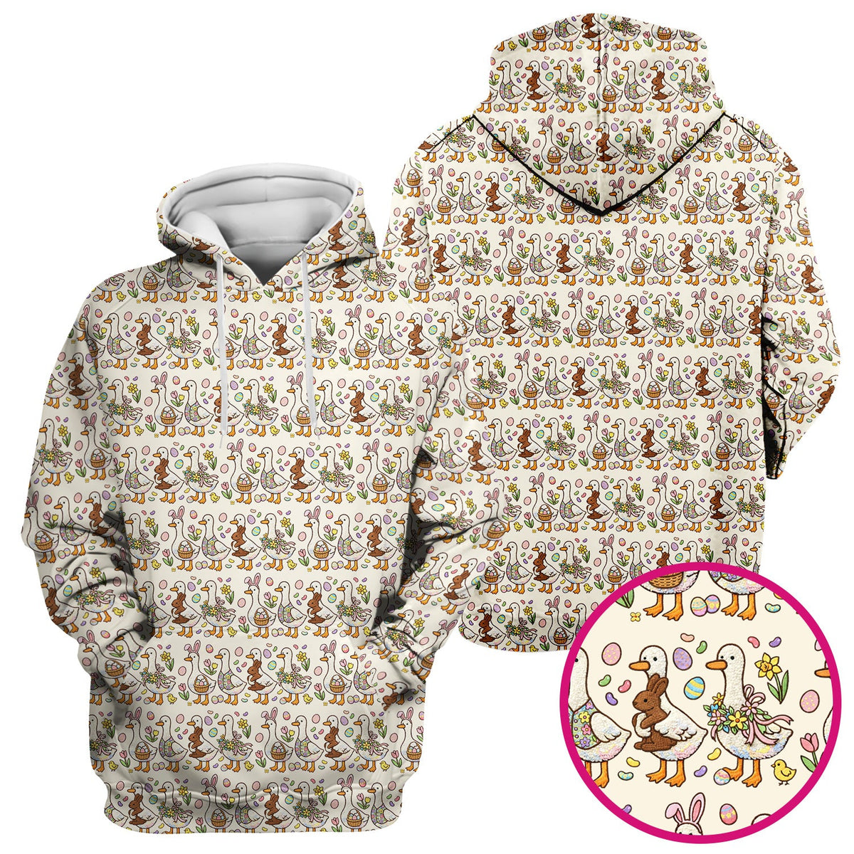 Duck Bunny Egg Floral Nurse Scrub Top - Easter Gift