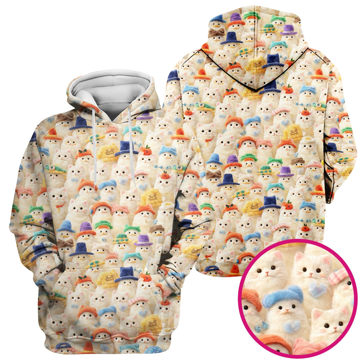 Adorable Cats Wearing Colorful Hats Nurse Scrub Top