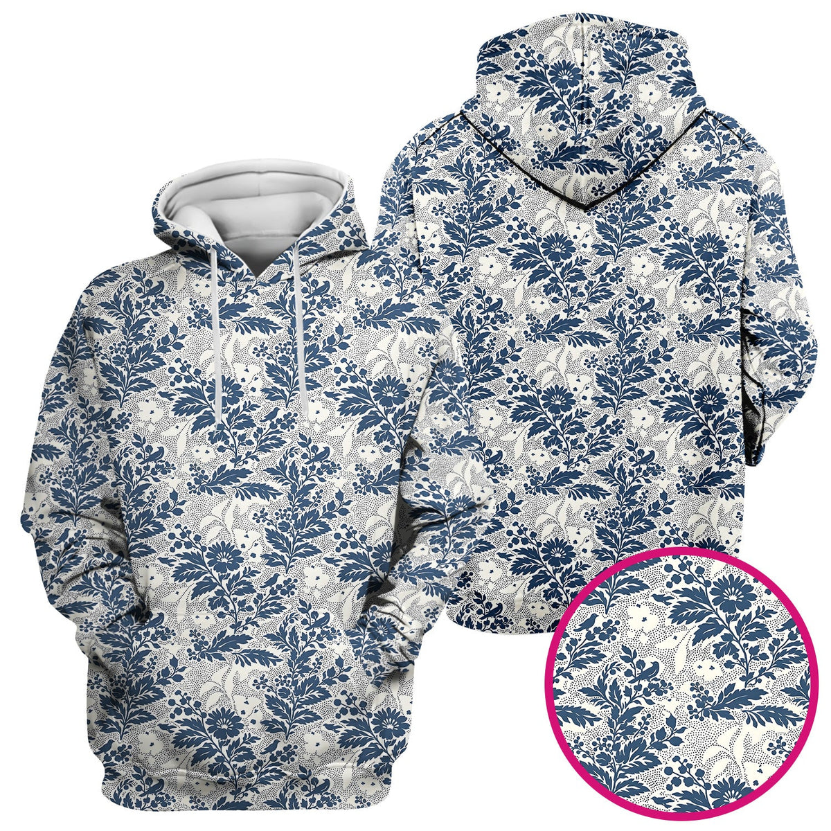 Cute Blue Floral Botanical Nurse Scrub Top